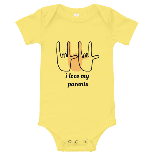 i love my parents sign baby bodysuit