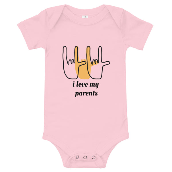 i love my parents sign baby bodysuit